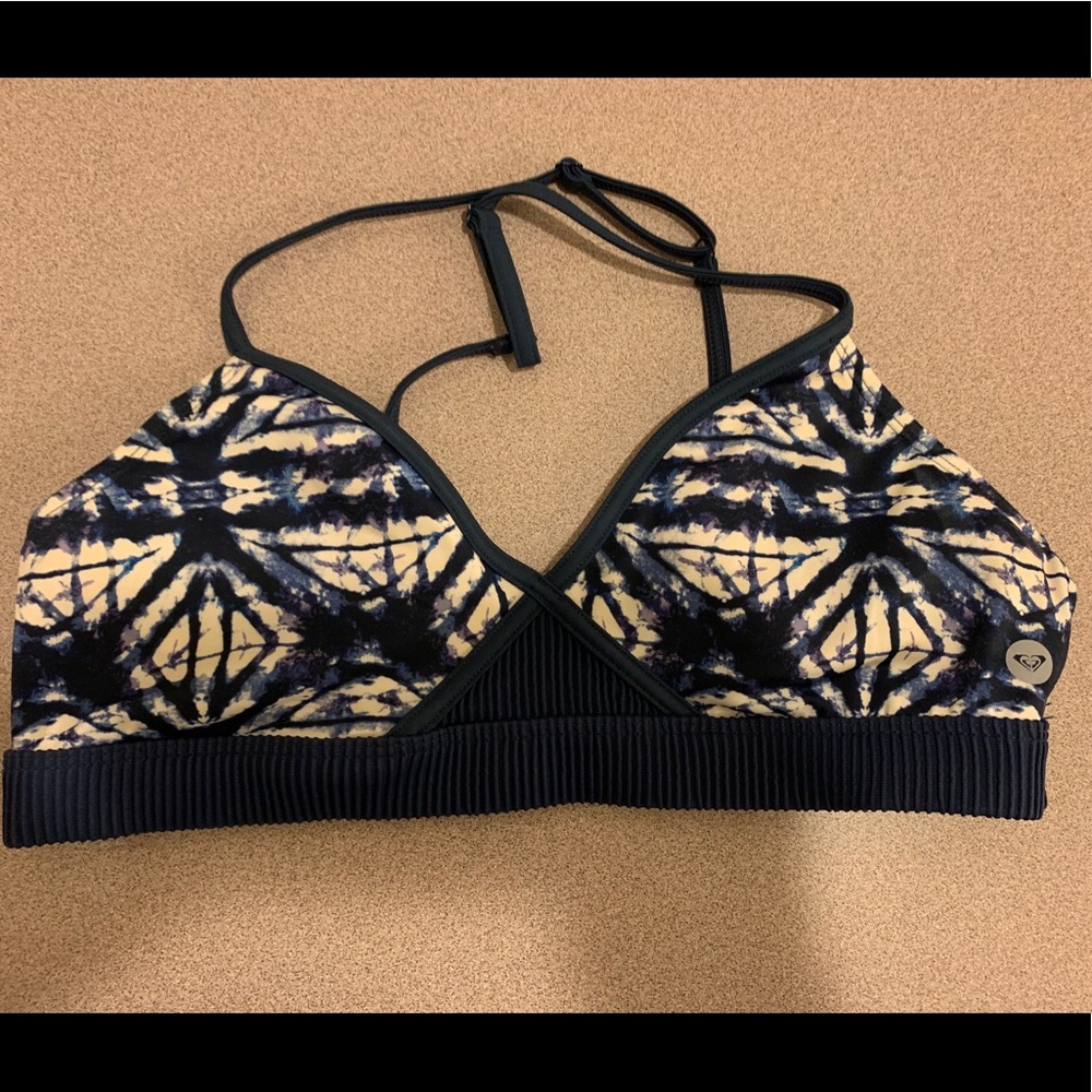Blue and White Tie-Dye Swim Top